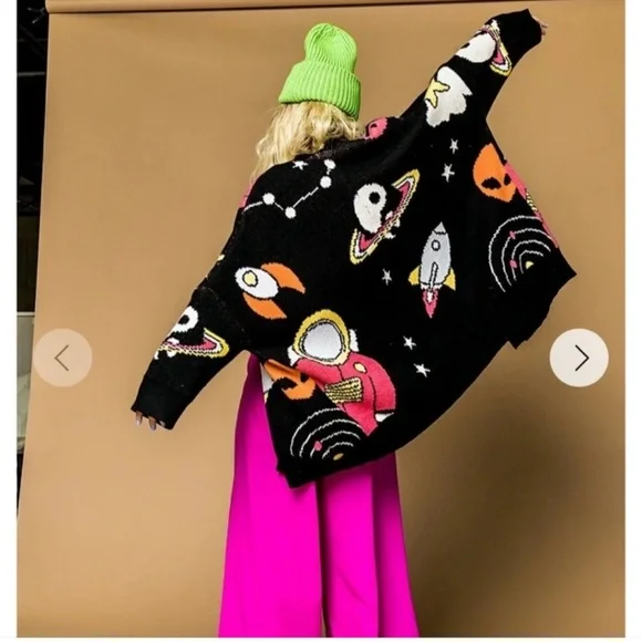 Dressed in LALA Black and Pink Cosmic Cardigan - Picture 5 of 8